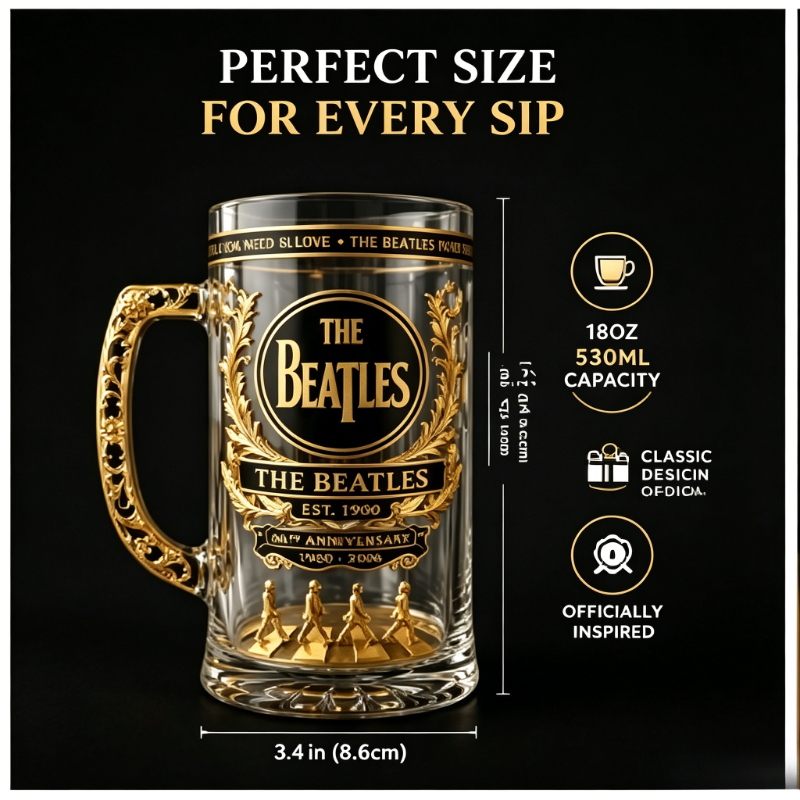Vintage Collectible Glass - The Beatles 66th Anniversary Beer Mug,