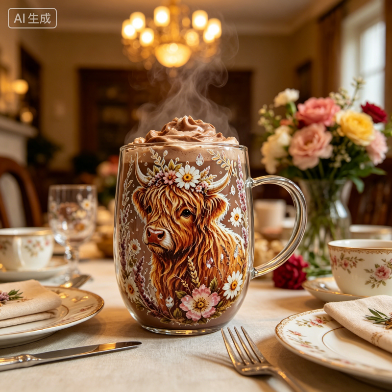 Vintage Highland Cattle Flower - Vintage Collectible Glass บทวิจารณ์และราคา