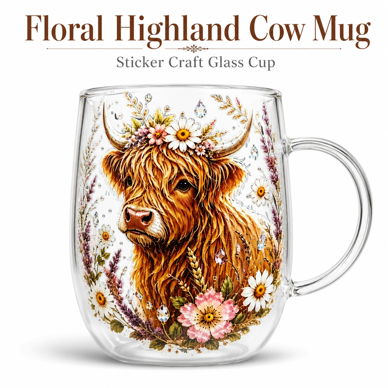 Vintage Highland Cattle Flower - Vintage Collectible Glass บทวิจารณ์และราคา