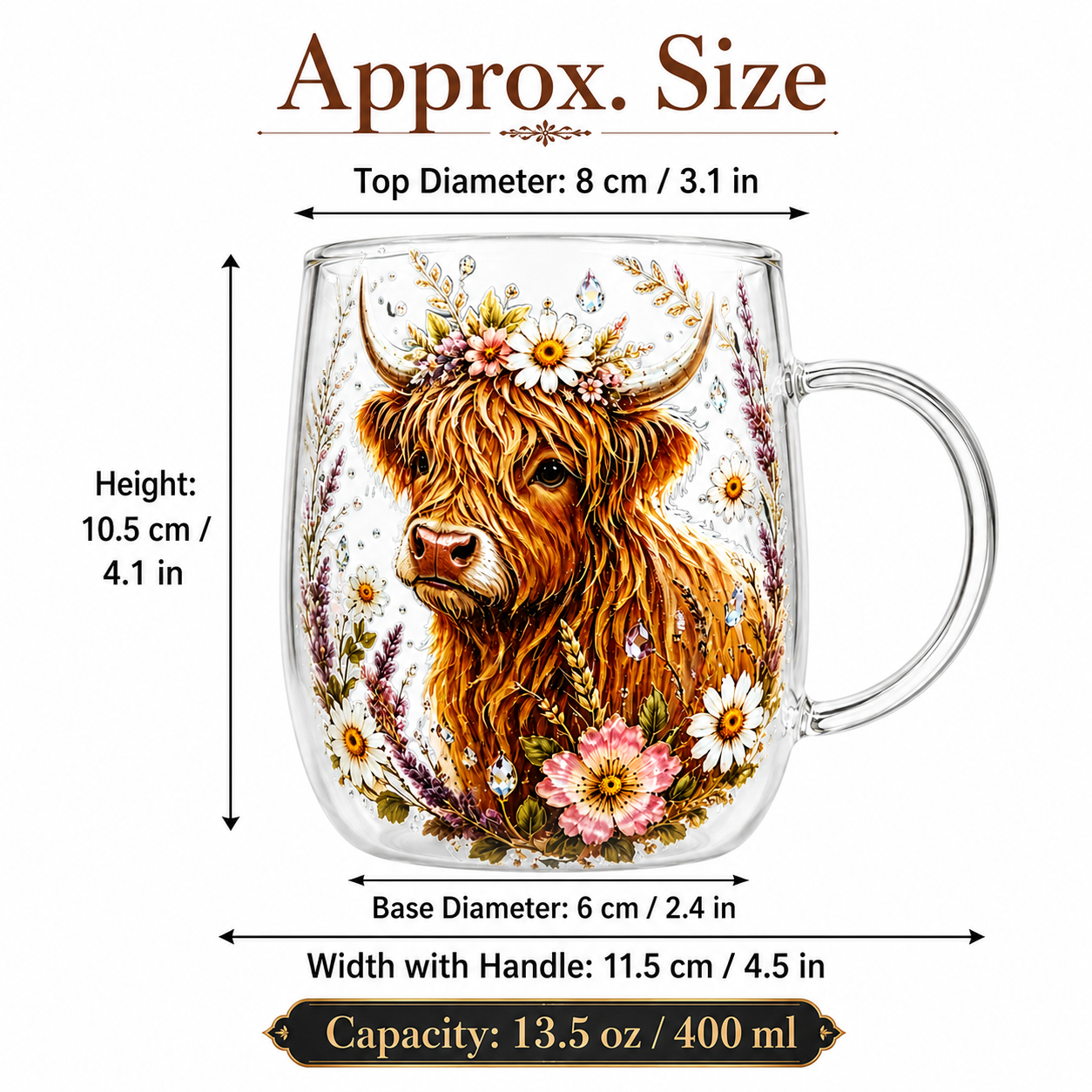 Vintage Highland Cattle Flower - Vintage Collectible Glass บทวิจารณ์และราคา
