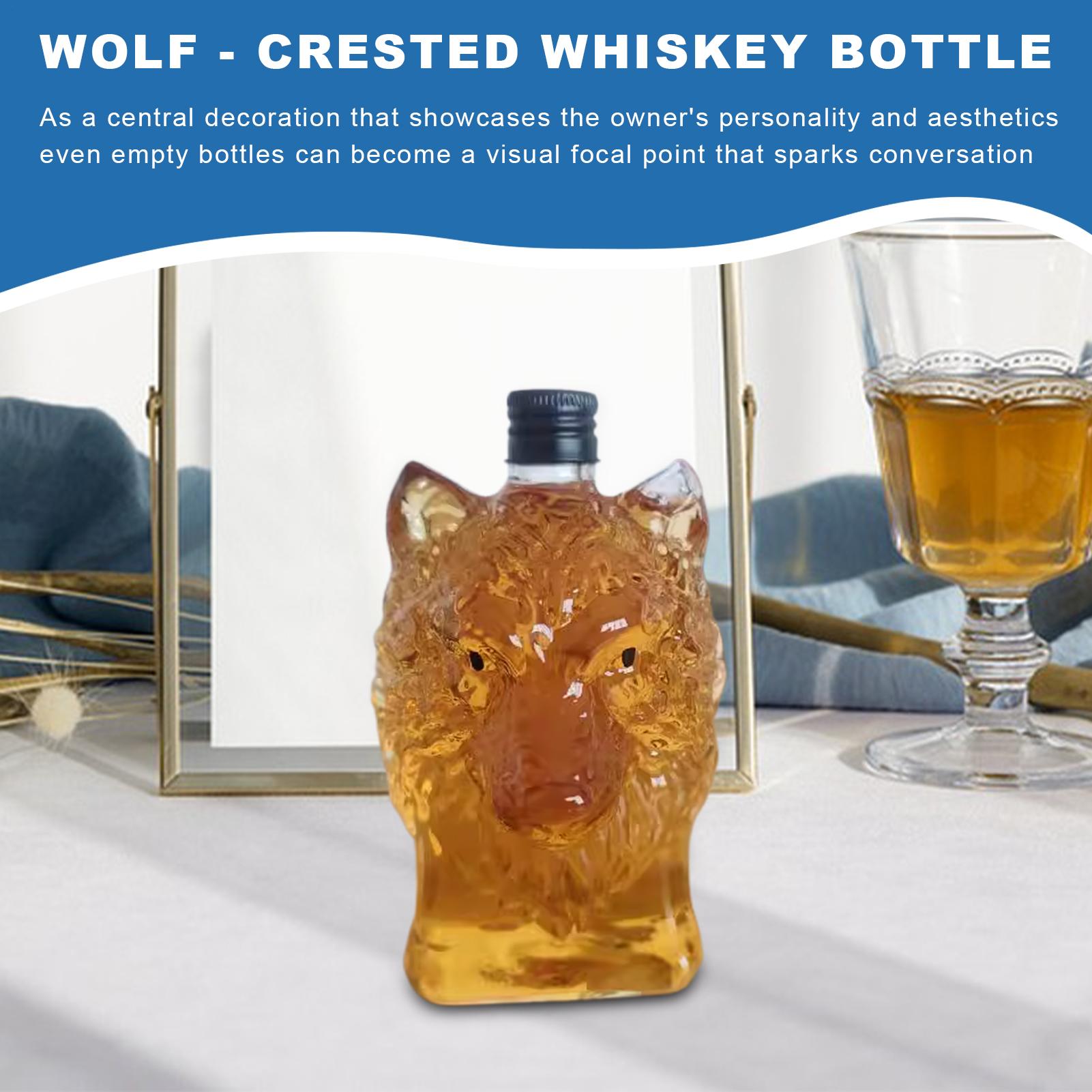 Whiskey Bottle Wolf Shape Wine - Vintage Collectible Glass บทวิจารณ์และราคา
