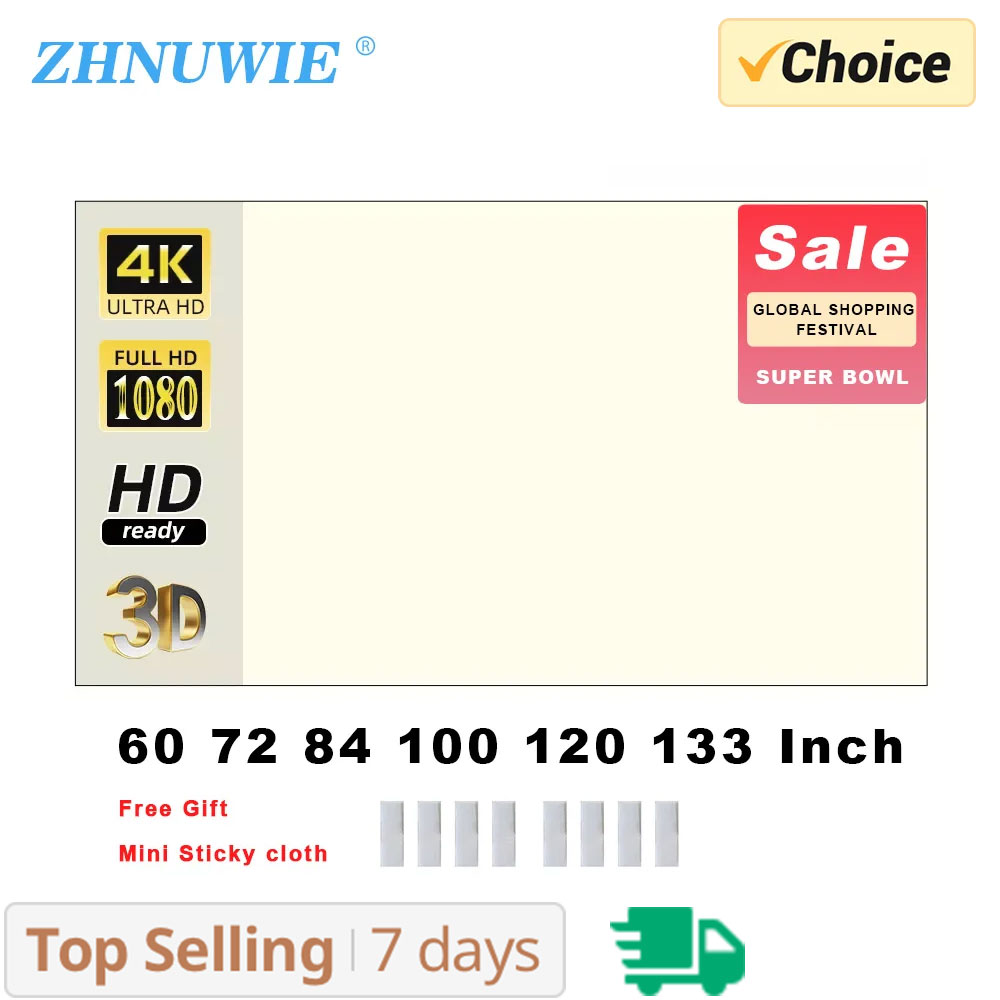 ZHNUWIE Projector Screen White - Slide Film 120 บทวิจารณ์และราคา